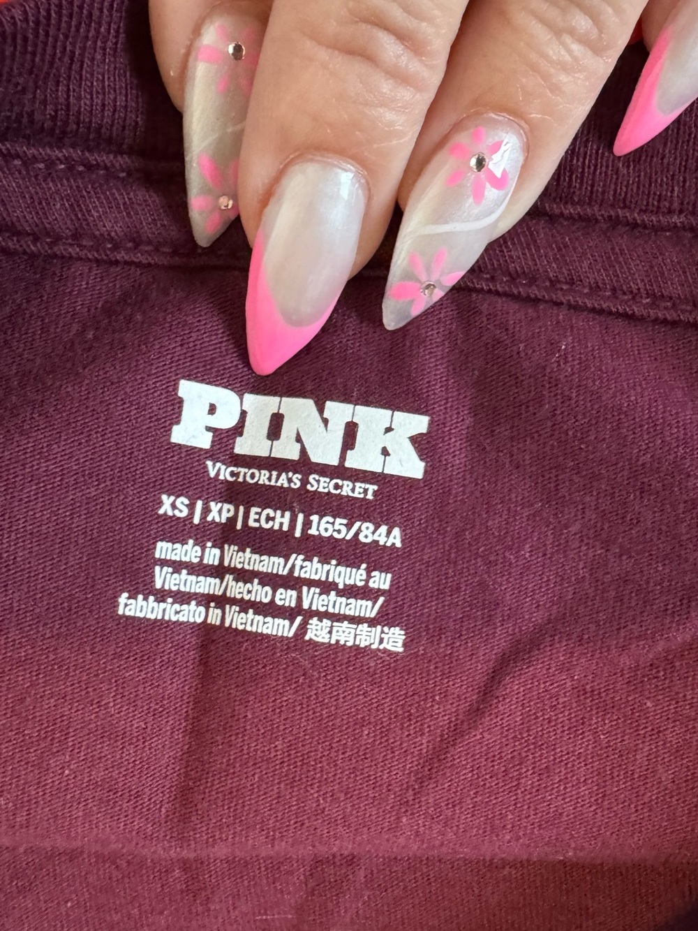 PINK Victoria's Secret Maroon sweatshirt, tshirt, pants set. - Picture 8 of 8